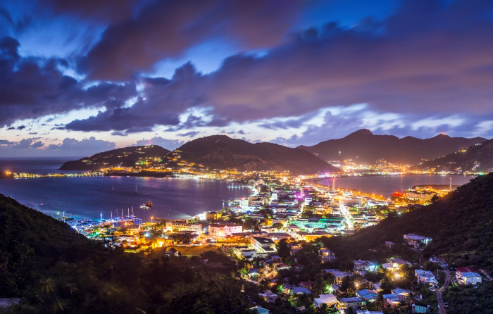 Night view of Philipsburg, St. Maarten