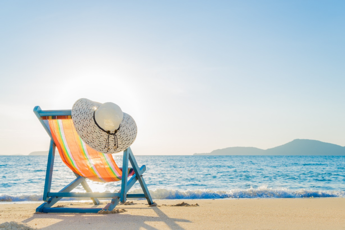 A beach with a chair