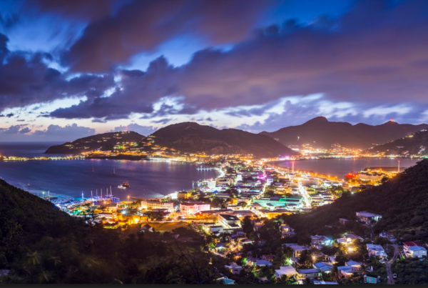 An aerial view of a St. Maarten property